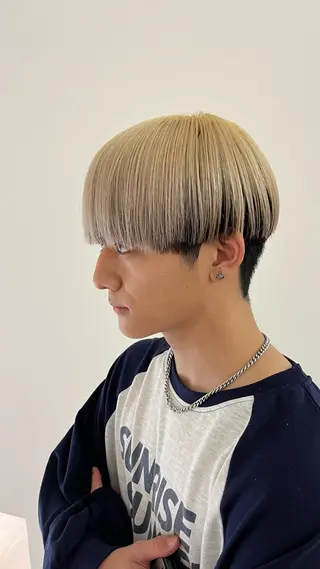 ショート カラー メンズ メンズパーマ/ メッシュ📍ユリのヘアスタイル