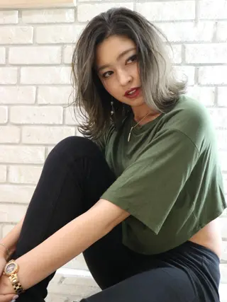 セミロング 東風上 亮介のヘアスタイル