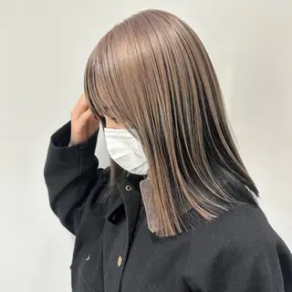 ミディアム カラー お悩み改善ボブ 顔まわりカット/こうのヘアスタイル