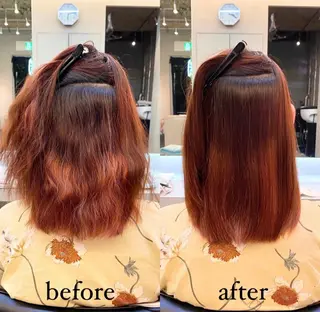 ミディアム パーマ 透明感・ハイトーン・ 艶カラー/若林のヘアスタイル