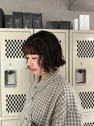ショート パーマ ayano🍒パーマ 暖色カラーのヘアスタイル
