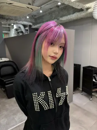 セミロング カラー 名古屋／デザイン／ ブリーチ/松井亮磨のヘアスタイル