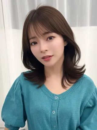 ミディアム カラー ヘアアレンジ 最小顔周り&レイヤー 特化/池袋/kokiのヘアスタイル