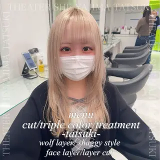 セミロング カラー 🫧ハイトーン特化 🐺矢島タツキ🐺のヘアスタイル