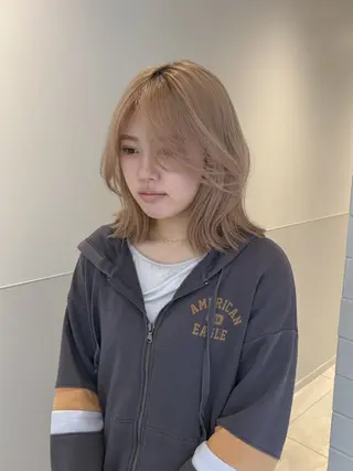 ミディアム カラー パーマ ヘアアレンジ メンズ 切りっぱなしヘア/ ブリーチなしカラー撩のヘアスタイル