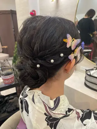 セミロング ヘアアレンジ lovis🧸ゆうあ 🧸/透明感カラーのヘアスタイル