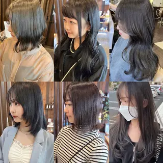 セミロング カラー 具志 正太のヘアスタイル