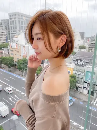 ショート ♥️透明感×抜け感 ベージュ/佑珠♥️のヘアスタイル
