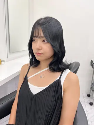 セミロング カラー パーマ ヘアアレンジ メンズ キッズ 上品＆韓国風 🥀海心🥀のヘアスタイル