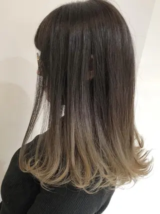 セミロング カラー ヘアアレンジ ブリーチ&似合せボブ 田中寛十のヘアスタイル