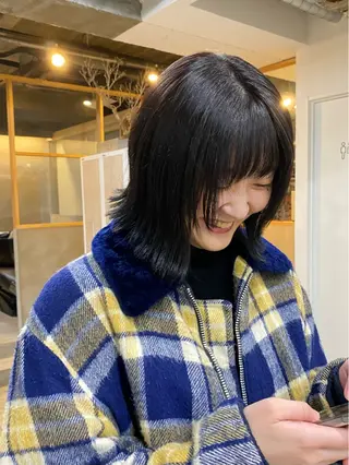 ミディアム カラー シミズ アスカのヘアスタイル