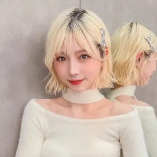 ショート カラー ボブ韓国風レイヤー 錦糸町/畠中ケントのヘアスタイル