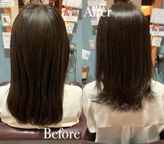 ミディアム 傷ませない縮毛矯正／ 吉岡 美江のヘアスタイル