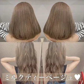 セミロング 淡色ふんわりhair 新宿satomiのヘアスタイル