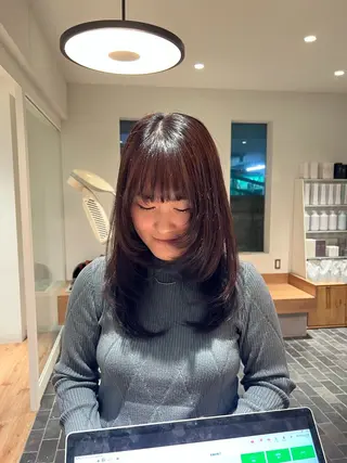 セミロング カラー ワタナベ モカ🦢ダブルカラーのヘアスタイル