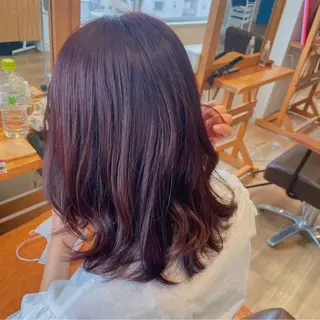 ミディアム カラー ヘアアレンジ なつき/艶ピンク/ girly hairのヘアスタイル