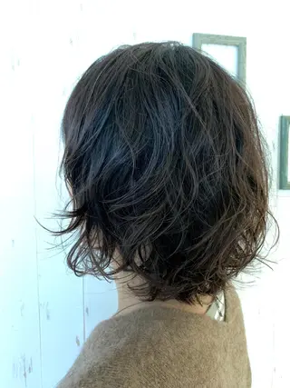 ミディアム パーマ 髪質改善/ハイライト 小林秀樹のヘアスタイル