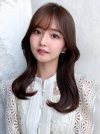 セミロング カラー 顔周り/くびれヘア 韓国ヘア💕風間るなのヘアスタイル