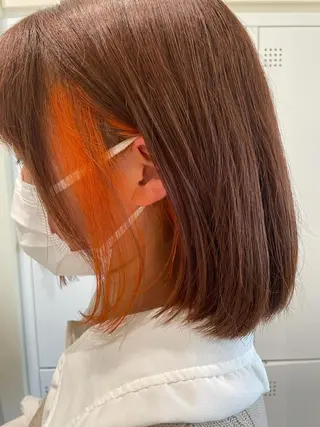ミディアム カラー ボブ/インナーカラー /眉毛/Miyuのヘアスタイル