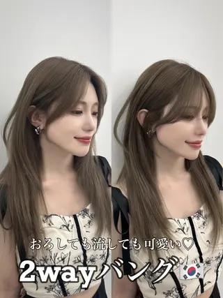セミロング カラー パーマ ヘアアレンジ 韓国ヘア×顔まわり 🇰🇷和知拓郎のヘアスタイル