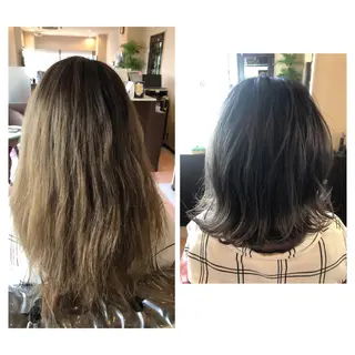 ミディアム カラー やまぐち まりんのヘアスタイル