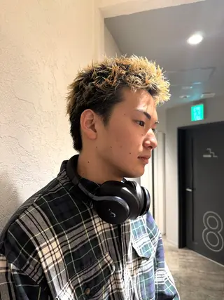 ショート カラー パーマ メンズ heavenly by HAVANA新宿所属・メンズショート/ピン パーマ/新宿/フウガのヘアスタイル