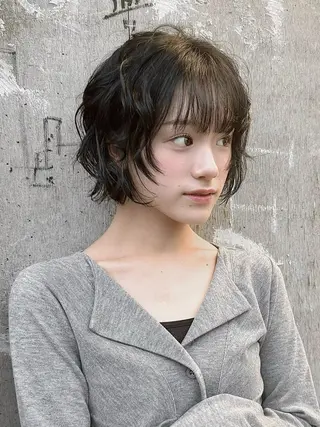 ショート カラー パーマ ✨顔まわりカット ✨渋谷人気No.1✨のヘアスタイル