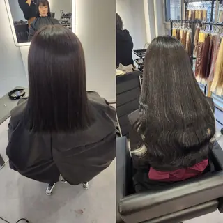 ロング カラー ツヤ髪✨縮毛矯正 ハイトーンカラーのヘアスタイル