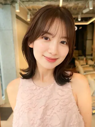 セミロング 結べるレイヤーボブ くびれLady表参道のヘアスタイル