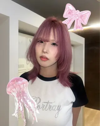 セミロング カラー GO TODAY所属・岡山ハイトーン特化 /こもものヘアスタイル
