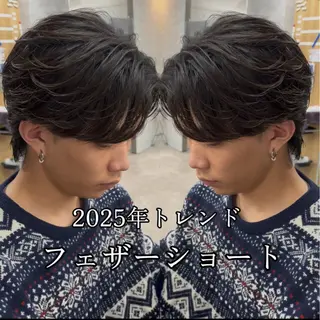 カラー パーマ ヘアアレンジ メンズ フェザー🐺韓国 スタイル🇰🇷友輔のヘアスタイル