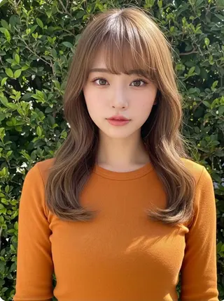 セミロング カラー パーマ さく/髪質改善× 縮毛矯正/町田のヘアスタイル