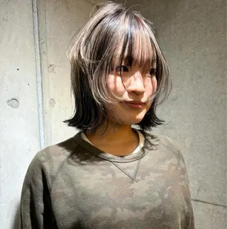 ミディアム カラー ヘアアレンジ キッズ デザインパーマ ハイライトIkumiのヘアスタイル