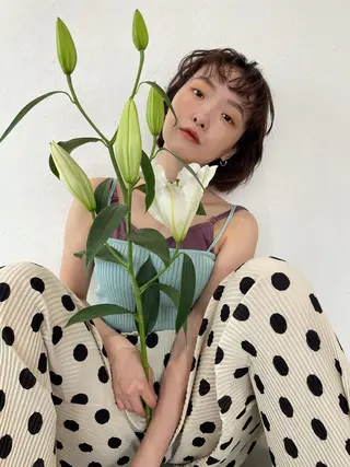 ショート カラー パーマ ヘアアレンジ satsuki 暖色・ブラウンカラーのヘアスタイル