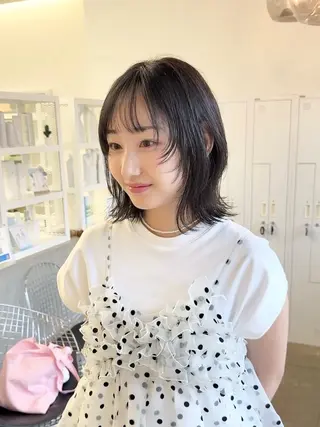 ミディアム カラー クロスパーマ× 透明感カラー✂︎のヘアスタイル