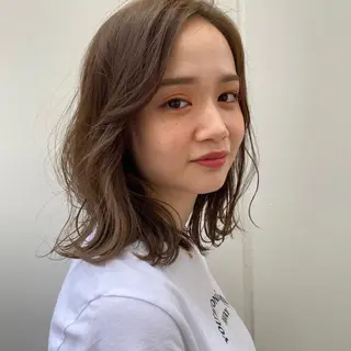 ミディアム カラー パーマ ヘアアレンジ hair & fashion shiomi H 【ヘアー アンド ファッション シオミエイチ】所属・堀尾 愛莉のヘアスタイル