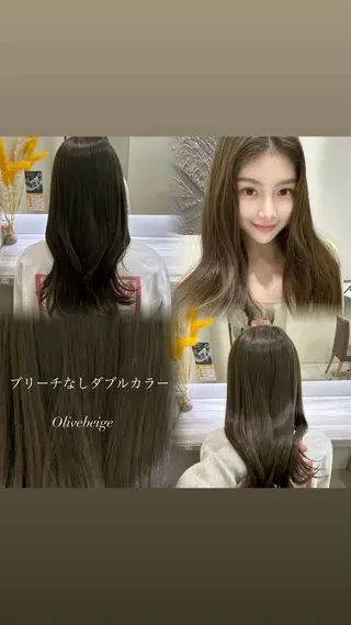 ロング ベージュカラー🤎 酸性縮毛矯正のヘアスタイル