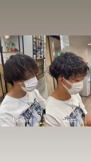 ショート パーマ メンズ HIKARU副店長/ ✨️髪質改善のヘアスタイル