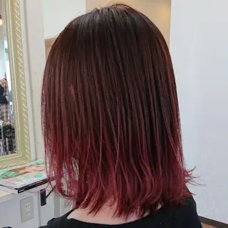 ミディアム カラー ヘアアレンジ グラデ❣️インナー 派手髪Fumiyoのヘアスタイル