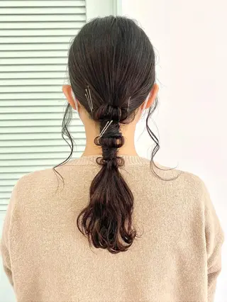 セミロング カラー ヘアアレンジ 💫お呼ばれヘア💫 髪質改善✨トモエ市川のヘアスタイル