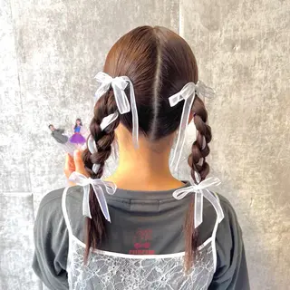 セミロング ヘアアレンジ ヘアメ🎀エクステ 🪽横浜/しほ🧸のヘアスタイル