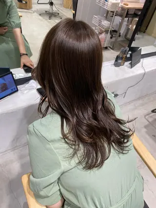 セミロング カラー ながい りなのヘアスタイル