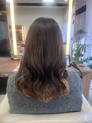 セミロング ブリーチなしWカラー 暖色カラー/mayuのヘアスタイル