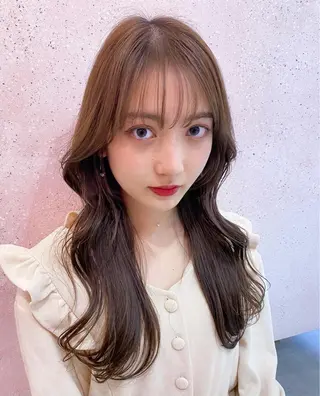 セミロング カラー 新宿/韓国風レイヤー 髪質改善/渋谷直樹のヘアスタイル