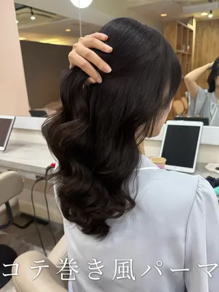 セミロング パーマ 韓国風パーマ/耳つぼ ヘアセット/みづきのヘアスタイル