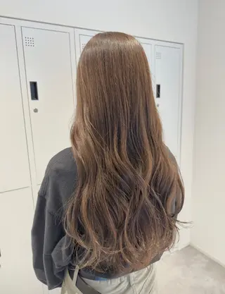 ロング カラー ブリーチなしWカラー /酸性ストレート河本のヘアスタイル