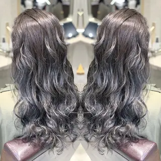 セミロング カラー ヘアアレンジ 髪質改善×ハイトーン 中田啄也のヘアスタイル