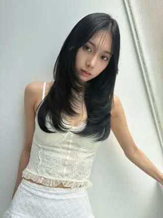 ロング カラー 🎀優姫 🎀  韓国レイヤーのヘアスタイル