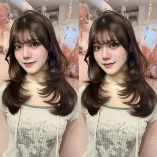 セミロング ♡韓国/レイヤー カット/Ayana♡のヘアスタイル