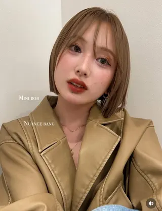 ミディアム おしゃれボブ/暖色 カラー🧶いろはのヘアスタイル